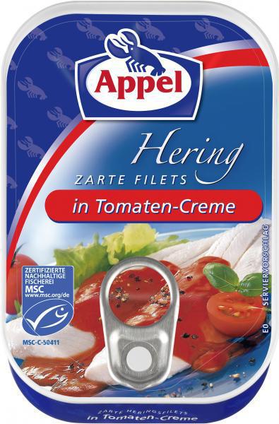 Appel Heringsfilets in Tomaten-Creme