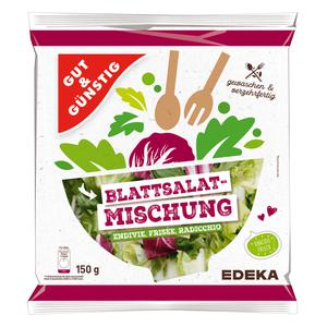 GUT&GÜNSTIG Salatmischung Blattsalat Mix, Endivien, Frisee, Radiccio 150g