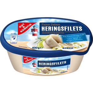 GUT&GÜNSTIG Feine Sahne-Heringsfilets mit Zwiebeln&Gewürzgurke 400g