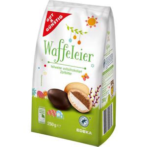 GUT&GÜNSTIG Waffeleier Zartbitterschokolade teilschokoliert 250g