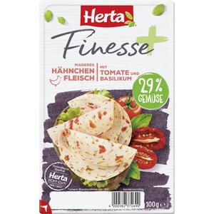 Herta Finesse+ mageres Hähnchenfleisch mit Tomate und Basilikum