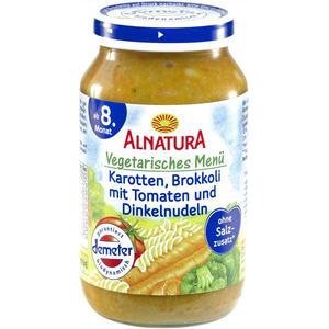 Alnatura Vegetarisches Menü Karotten, Brokkoli mit Tomaten und Dinkelnudeln