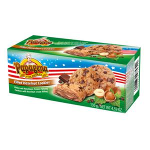 Papagena Choco Chip Cookies mit Haselnusscremefüllung 130g