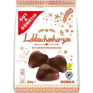 GUT&GÜNSTIG Lebkuchenherzen Zartbitter 300g