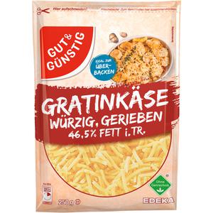 GUT&GÜNSTIG Gratinkäse würzig gerieben 46,5% 250g VLOG