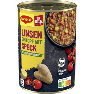 Maggi Ein Teller Linseneintopf mit Speck