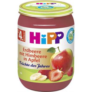 Hipp Erdbeere mit Himbeere in Apfel