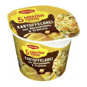 Maggi 5 Minuten Terrine Kartoffelbrei mit Röstzwiebeln & Croûtons