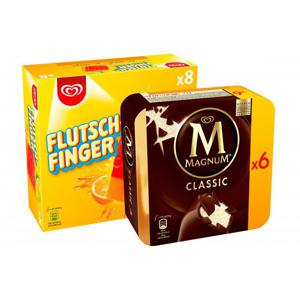 Set: Große Eisbox mit Flutschfinger 32 Stück und Magnum Classic 48 Stück