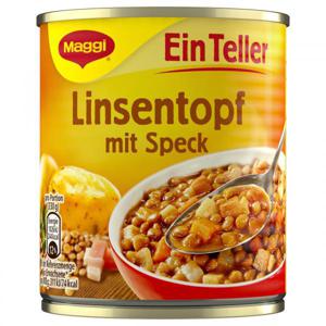 Maggi Ein Teller Linsentopf mit Speck