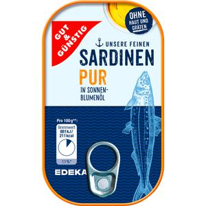 GUT&GÜNSTIG Sardinen ohne Haut und Gräten in Sonnenblumenöl 125g