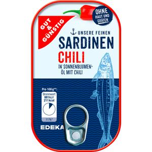 GUT&GÜNSTIG Sardinen in Sonnenblumenöl mit Chili 125g