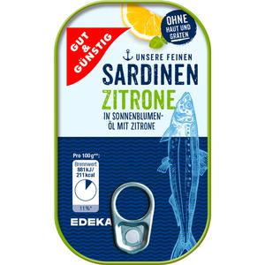 GUT&GÜNSTIG Sardinen in Sonnenblumenöl mit Zitrone 125g