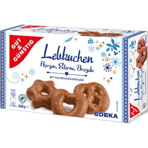 GUT&GÜNSTIG Lebkuchen Herzen Sterne Brezeln Vollmilch 500g