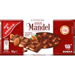 GUT&GÜNSTIG Edel Vollmilch ganze Mandel 100g