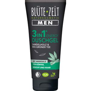 BLÜTEZEIT Men 3in1 Duschgel Bio-Grüner Tee&Sandelholz mit Meersalz 200ml