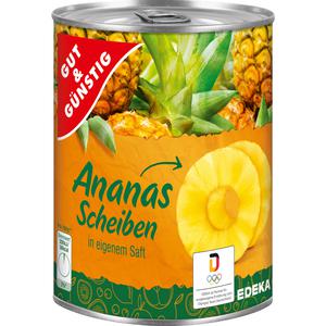 GUT&GÜNSTIG Ananas Scheiben in Saft 820g