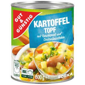 GUT&GÜNSTIG Kartoffel Topf mit Cocktailwürstchen und Rauchspeck 800ml