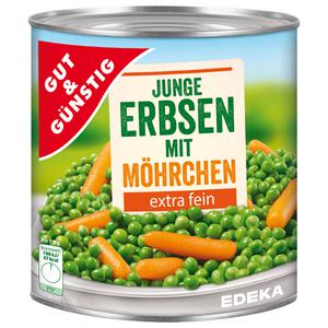 GUT&GÜNSTIG junge Erbsen+Möhrchen extra fein 800g