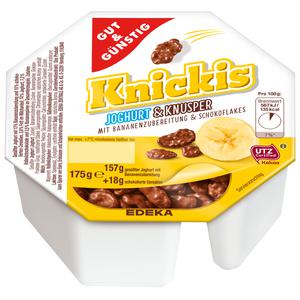 GUT&GÜNSTIG Joghurt&Knusper Banane und Schokoflakes im Zweikammerbecher 175g