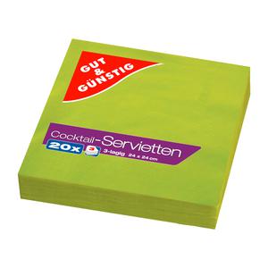 GUT&GÜNSTIG Servietten FSC lime green 3-lagig 24x24cm 20ST