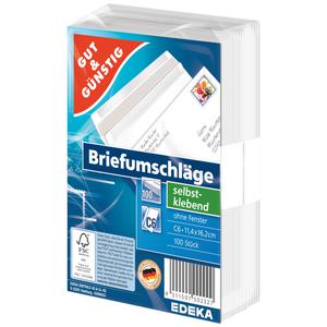 GUT&GÜNSTIG Briefumschlag C6 Selbstklebend ohne Fenster 100ST