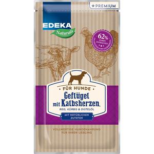 EDEKA Naturals Dog Geflügel mit Kalbsherzen,Naturreis, Kürbis und Distelöl 125g