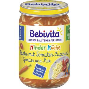 Bebivita Kinder Küche Pasta mit Tomaten-Zucchini-Gemüse und Pute