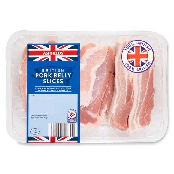 Ashfields Pork Belly Slices 500g