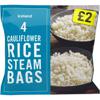 Iceland 4 Cauliflower Rice Steam Bags 600g