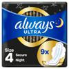 Always Ultra Secure Night (Size 4) Sanitary Towels Wings