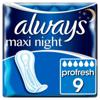Always Maxi Profresh Night Sanitary Towels Without Wings 9 Pads