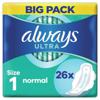 Always Ultra Normal (Size 1) Sanitary Towels Wings 26 pads