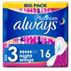 Always Platinum Night (Size 3) Sanitary Towels Wings 16 pads