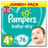 Pampers Baby-Dry Nappies Size 4+10-15kg Jumbo+ Pack