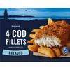 Iceland Breaded 4 Cod Skinless Boneless Fillets 440g