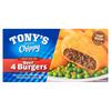 Tony's Chippy 4 Beef Burgers 340g