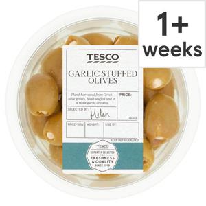 Tesco Garlic Stuffed Olives In A Garlic Dressing 130G