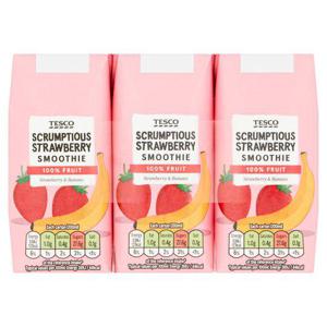 Tesco Scrumptious Strawberry Smoothie 3X200ml