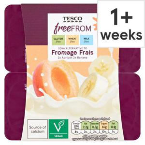 Tesco Free From Apricot & Banana Soya Yogurt 4X90g