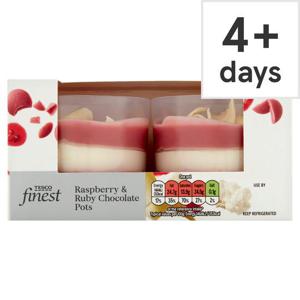 Tesco Finest 2 Ruby Chocolate & R/Berr Pots 200G