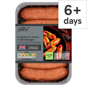 Tesco Finest 6 British Chicken & Ancho Chili Sausages 360G