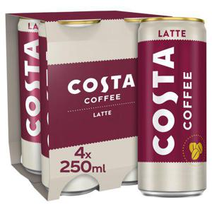 Costa Coffee Latte Cans 4 X 250Ml