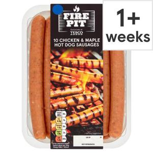 Tesco Firepit 10 Chicken & Maple Hot Dogs 500G