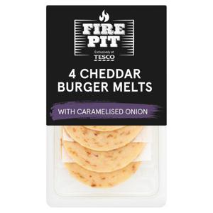 Tesco Fire Pit 4 Cheddar Burger Melts 100G