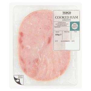 Tesco Cooked Ham 4 Slices 100G