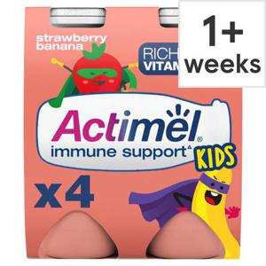 Actimel Kids Strawberry Banana Yogurt Drink 4X100g