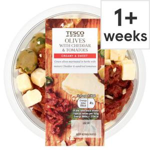 Tesco Olives With Cheddar & Tomatoes 160G