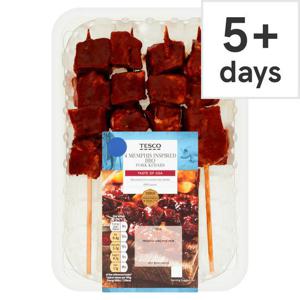 Tesco 4 Memphis Inspired Bbq Pork Kebabs 366G