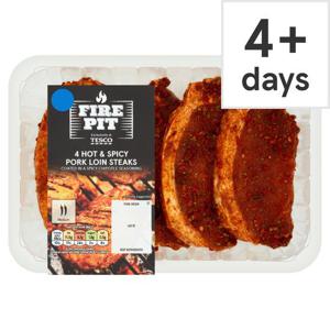 Tesco Fire Pit 4 Hot & Spicy Pork Loin Steaks 400G